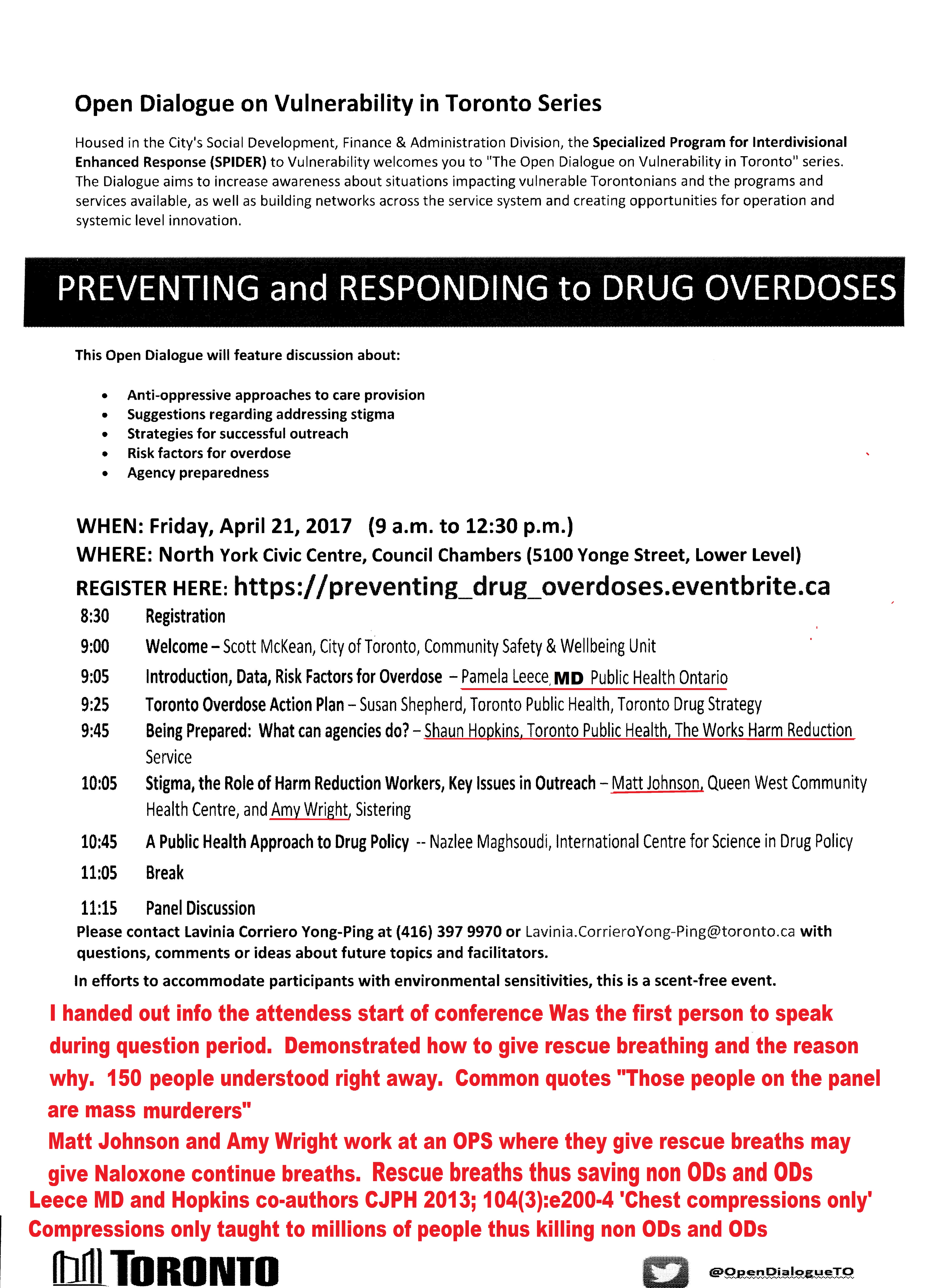 April 21 overdose conference North York